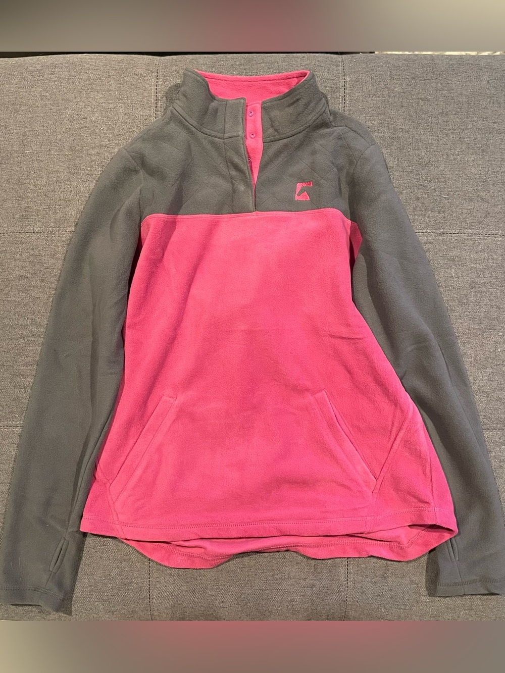 Women's Gray and Pink Fleece Jacket Medium